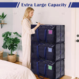 Extra Large Heavy Duty Moving Bags – Reinforced Zipper Storage & Packing Bags (Dark Blue, 6-Pack)