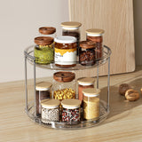 LAMU 2-Tier Lazy Susan Turntable Organizer – Clear Rotating Spice Rack for Cabinets, Pantry & Countertops (9.25”)