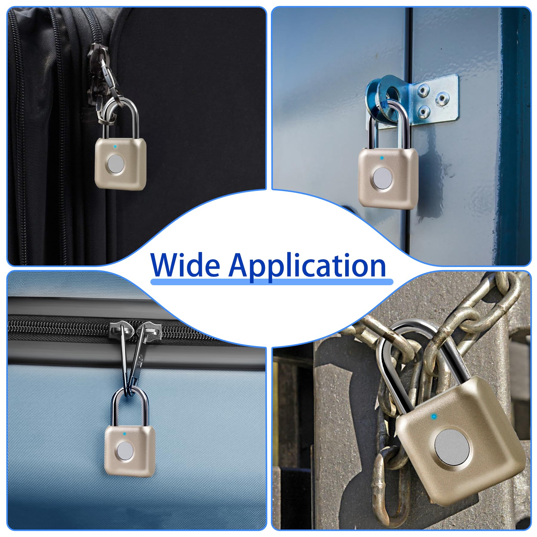 UMIKSMART Biometric Fingerprint Padlock with USB-C Rechargeable Battery, Fast Unlock Smart Lock for Gym Locker, Backpack & Storage