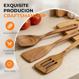 3-Piece Acacia Wood Spatula Set – Natural Wooden Cooking Utensils for Nonstick Cookware