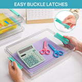 Clear Stackable Storage Box with Lid – Flat Organizer for Documents, Crafts, Office and Classroom Use