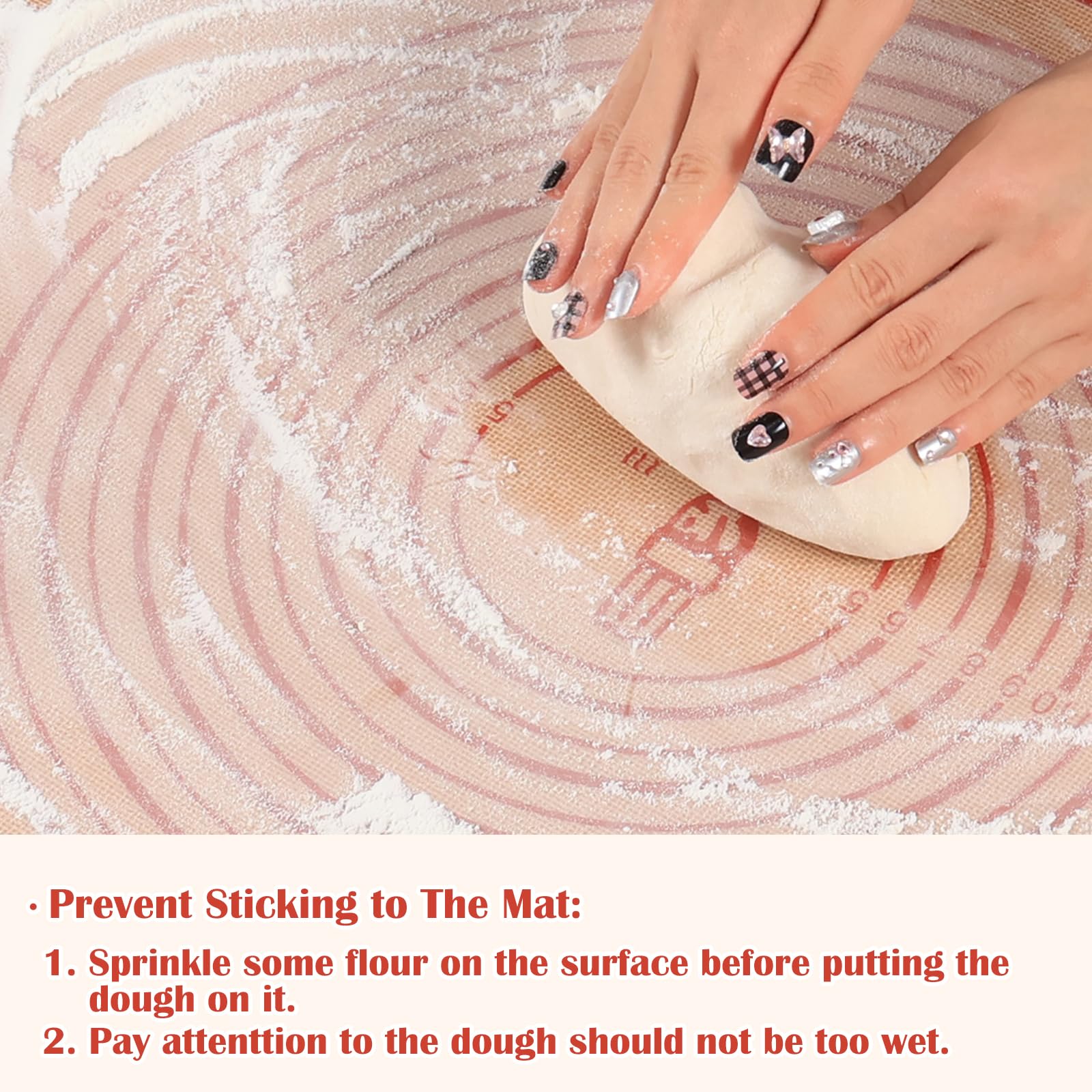 Extra Thick Silicone Pastry Baking Mat with Non-Slip Base for Dough & Baking