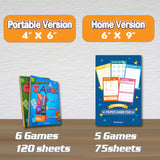 Kids Travel Activity Game Pads – 6 Classic Paper Games Set (120 Sheets, Multicolor)