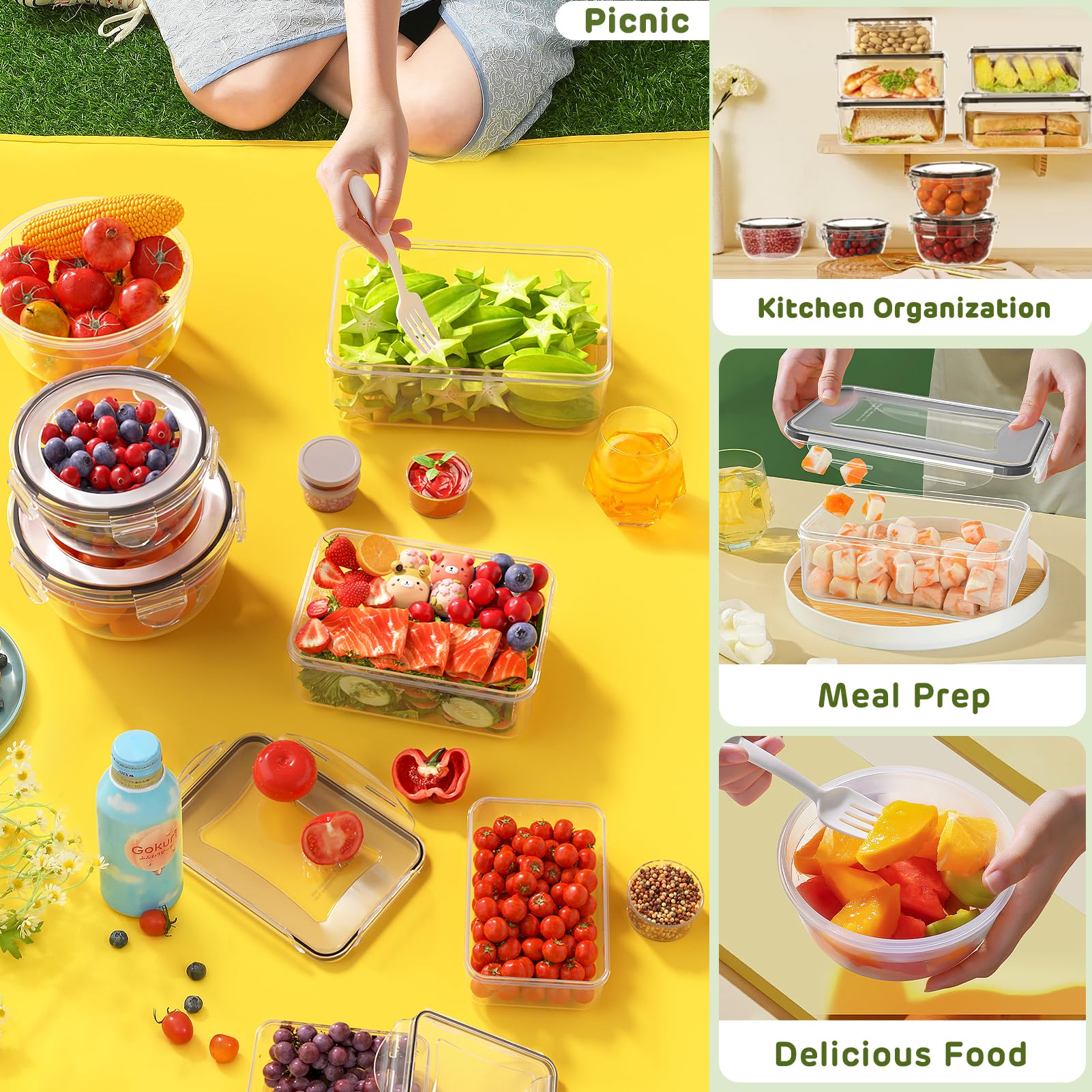 Food Storage Containers with Lids – 20-Piece BPA-Free Airtight Leakproof Set (Multi-Size)