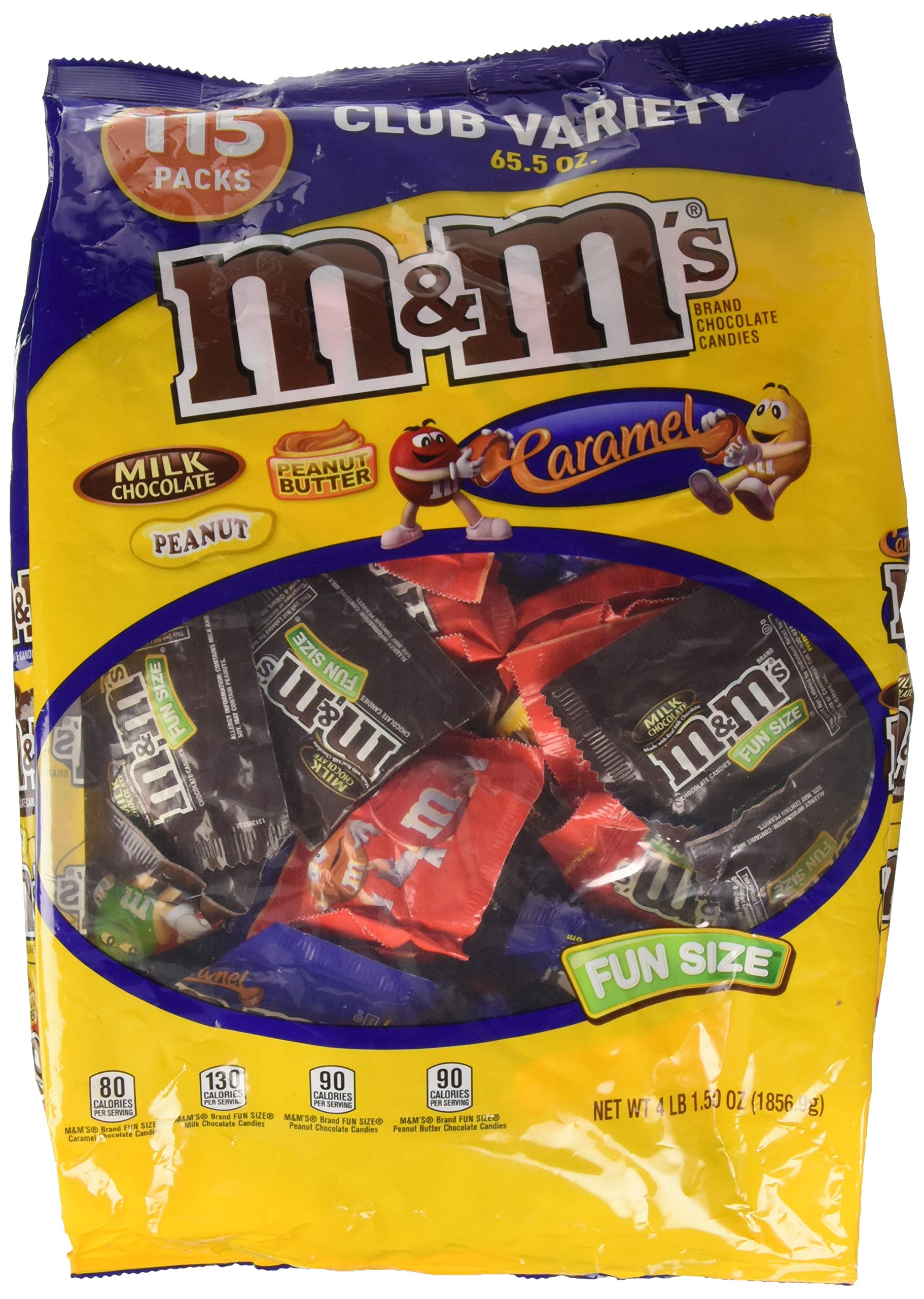 M&M’s Club Variety Mix – 115PCS Fun Size Chocolate Candy Bag with Milk, Peanut, Caramel & Peanut Butter Flavors 🍫🎉