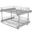 Jowboow 2-Tier Metal Pull-Out Cabinet Shelves – Adjustable Heavy-Duty Slide-Out Organizer for Deep Cabinets