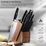 14-Piece Professional Knife Block Set with Sharpener – Full Tang Stainless Steel Kitchen Knives