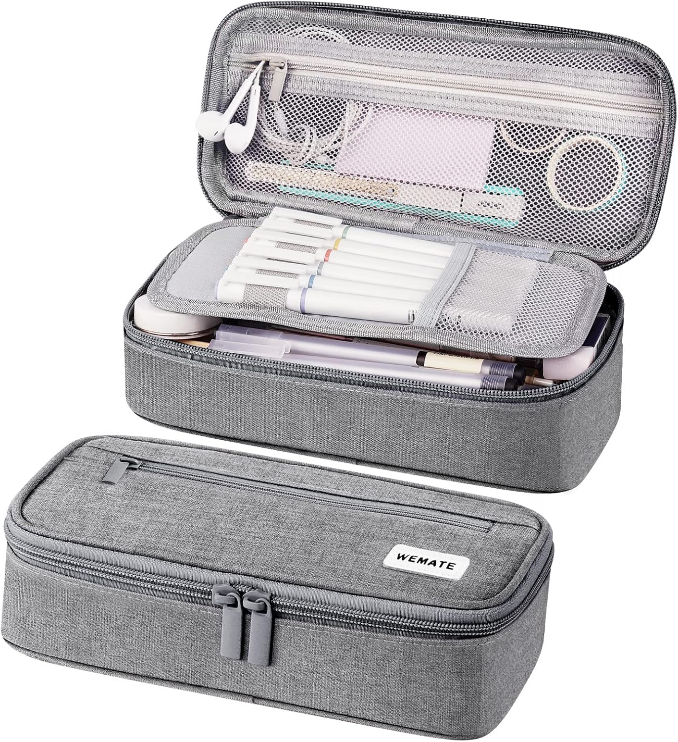 Large 80-Pencil Canvas Organizer Case with 5 Compartments