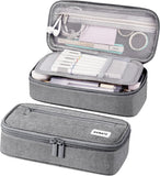 Large 80-Pencil Canvas Organizer Case with 5 Compartments