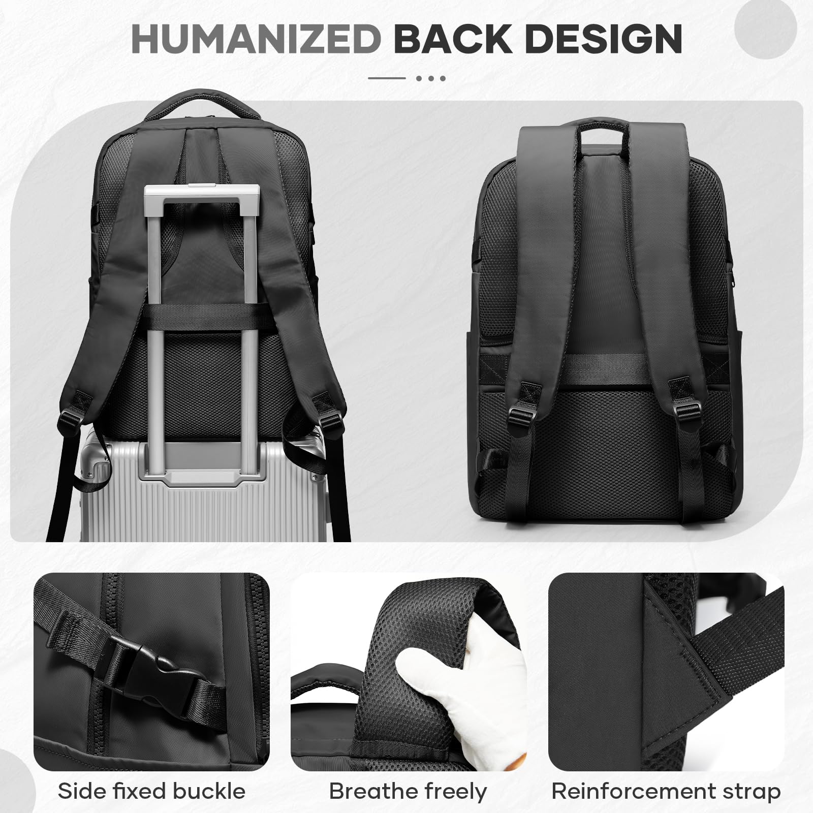SUWASP Carry-On Travel Backpack with Laptop Pocket & Shoe Compartment – Black