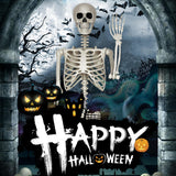 36" Poseable Halloween Skeleton Decoration – Full-Body Plastic Skeleton with Movable Joints & Hanging Hook