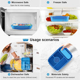 Blue 5-Compartment Bento Box with Sauce Container