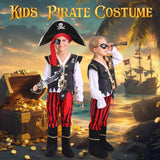 Kids All-in-One Pirate Costume Adventure Set – Red Outfit with Sword, Hat, Treasure Map, Spyglass & Gold Coins (Gift Box Ready)