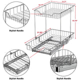 2-Tier Pull-Out Under Cabinet Organizer – Chrome Sliding Shelf with Heavy-Duty Ball Bearings (L-L)