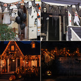 Halloween Solar Lights Outdoor – Black Cheesecloth with Orange LED Fairy Lights (23FT, 8 Modes, IP65 Waterproof)