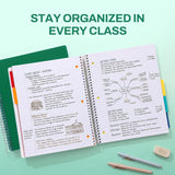 All-in-One Study Notebook with 5 Pocket Dividers, 400 College Ruled Pages and Binder-Ready Sheets