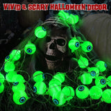 17Ft Green Halloween Eyeball String Lights – 30 LED 3D Bloodshot Eyes with Remote, 8 Modes & Timer for Spooky Décor