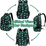Black Green 17-Inch School Backpack with Laptop Sleeve