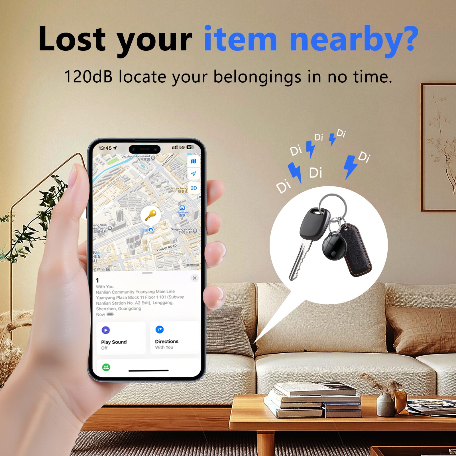 Apple Find My Bluetooth Tracker Tags 4-Pack, Smart Key Finder with 100dB Alert, IP67 Waterproof and Replaceable Battery