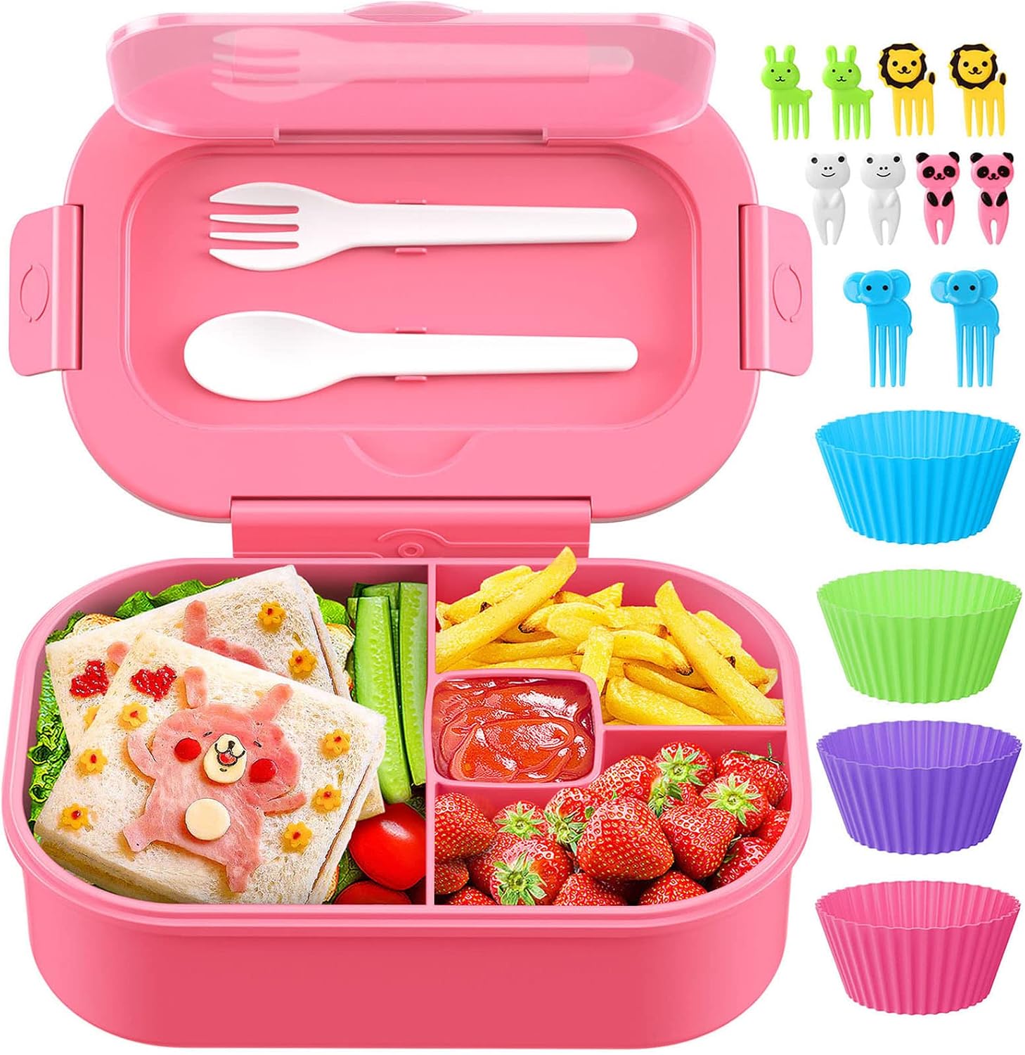 Blue 44 oz Kids Bento Box with Utensils and Food Picks