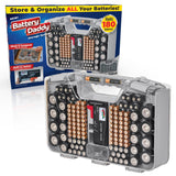 ONTEL Battery Daddy Double-Sided Battery Organizer Case with Tester – Portable Storage for up to 180 Batteries (Warm Grey)