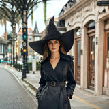 Black Witch Hat with Veil – Halloween Costume Accessory & Party Decoration