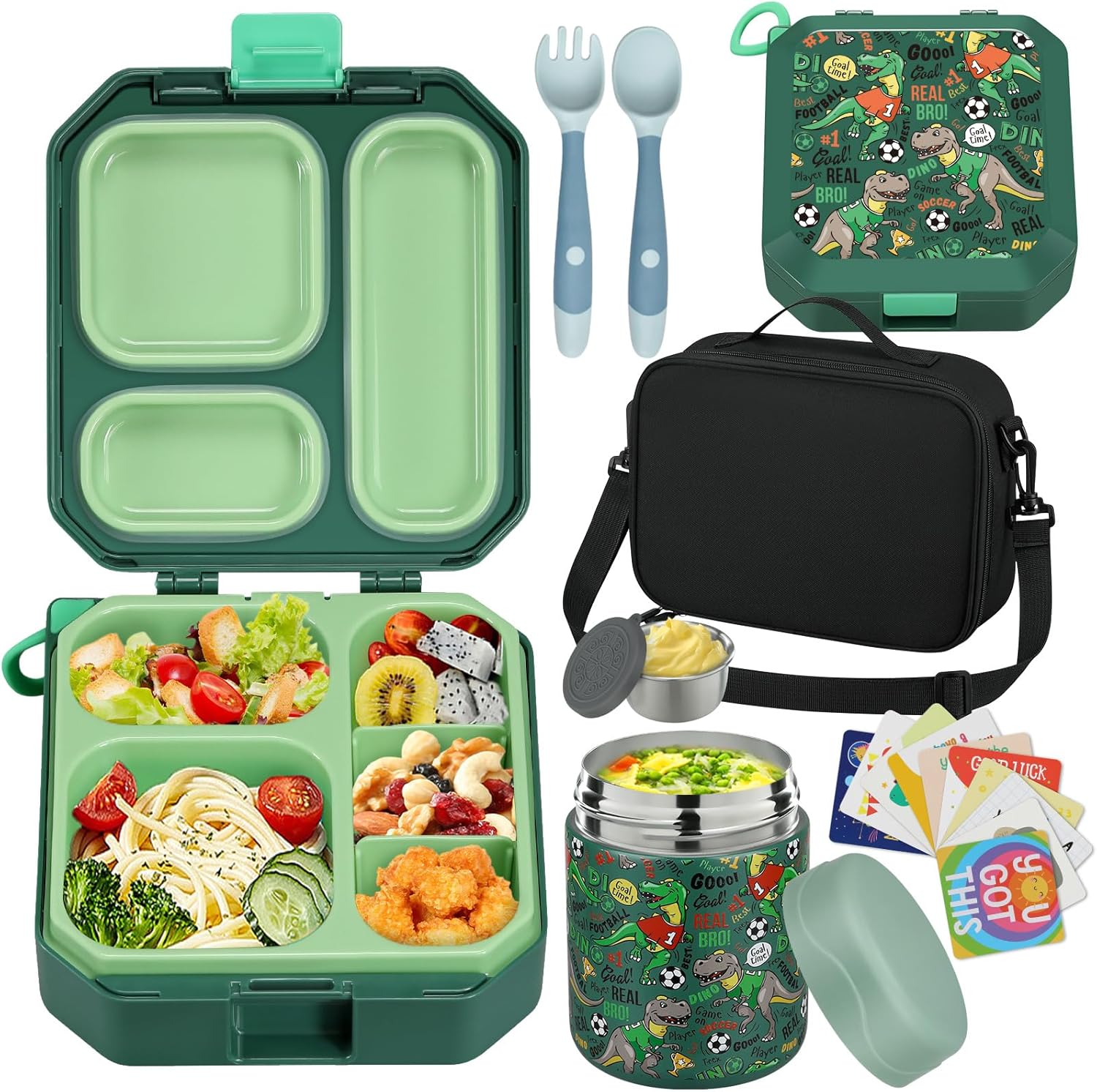 Black Gamepad Bento Lunch Set with 12 oz Food Jar