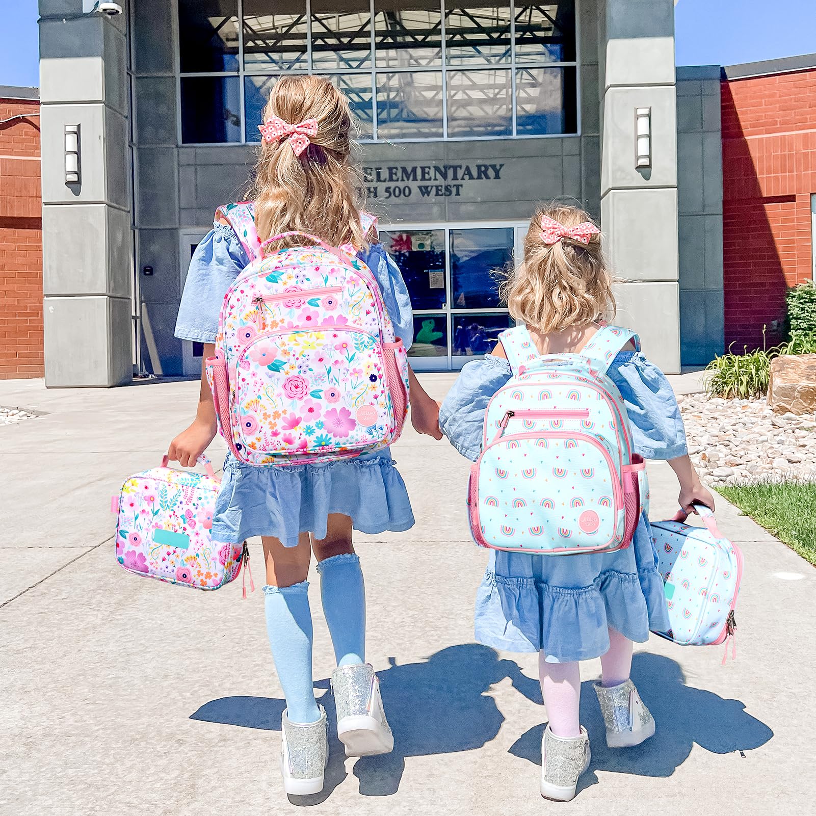 MIBASIES Kids Backpack for Girls – Lightweight Kindergarten & Elementary School Bookbag with Insulated Pocket (Flower Pink)