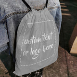 ZAACUSTOM Personalized Drawstring Backpack – Waterproof Oxford Cloth Custom Logo Gym & Sports Cinch Sack (Grey)