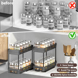 Slim Pull-Out Spice Rack Organizer – 3-Pack Slide-Out Cabinet Storage for Narrow Spaces (Black)
