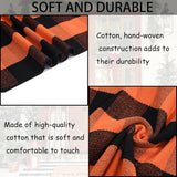 Orange & Black Plaid Cotton Rug – 28x43" Washable Fall Doormat for Porch, Entryway & Halloween Decor