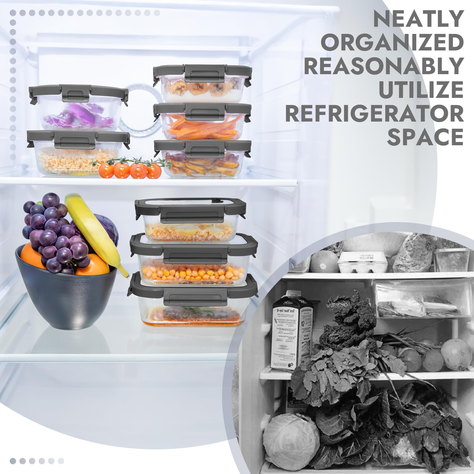 Premium 10-Piece Borosilicate Glass Food Storage Containers Set with Airtight Tempered Lids | Leak-Proof, Oven-Safe & BPA-Free