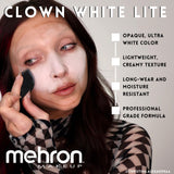 Mehron Clown White Lite – Professional Ultra-White Cream Makeup for Clowns, Mimes & Performers