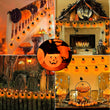 Halloween Pumpkin String Lights with Hats – 8.5Ft 10-Lantern Outdoor Jack-O’-Lantern Light Set, UL Listed Waterproof Decoration
