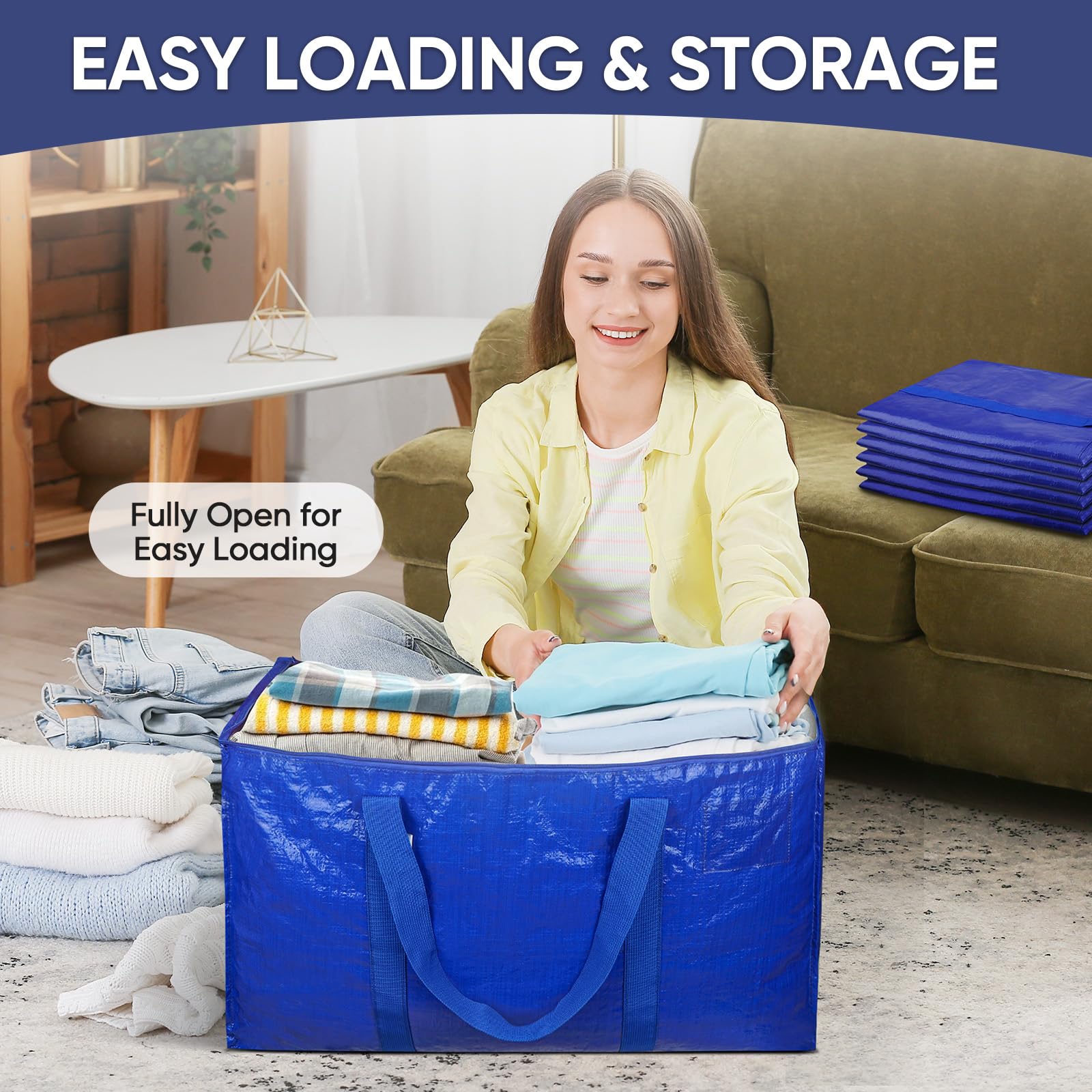 Extra Large Heavy-Duty Storage Moving Bag (24 Gallon) – Waterproof Foldable Organizer with Reinforced Handles
