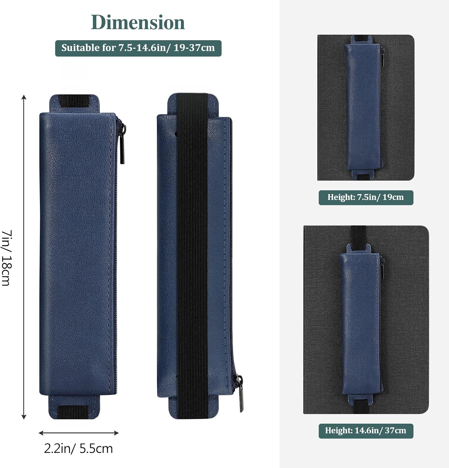 4-Pack Elastic Notebook Pen Holders with Zipper