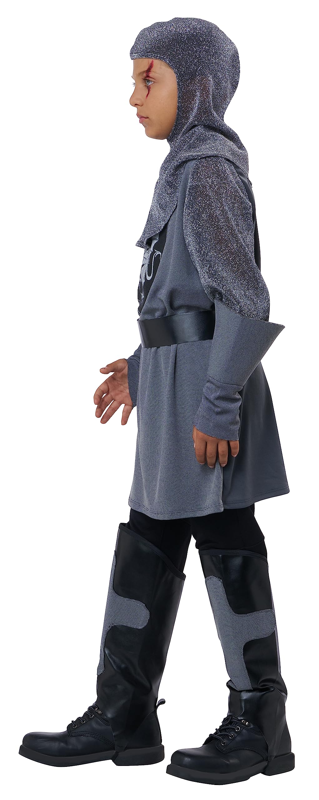 Kids Gray Medieval Knight Costume – Tunic, Hood, Gauntlets & Belt by California Costumes ⚔️👑