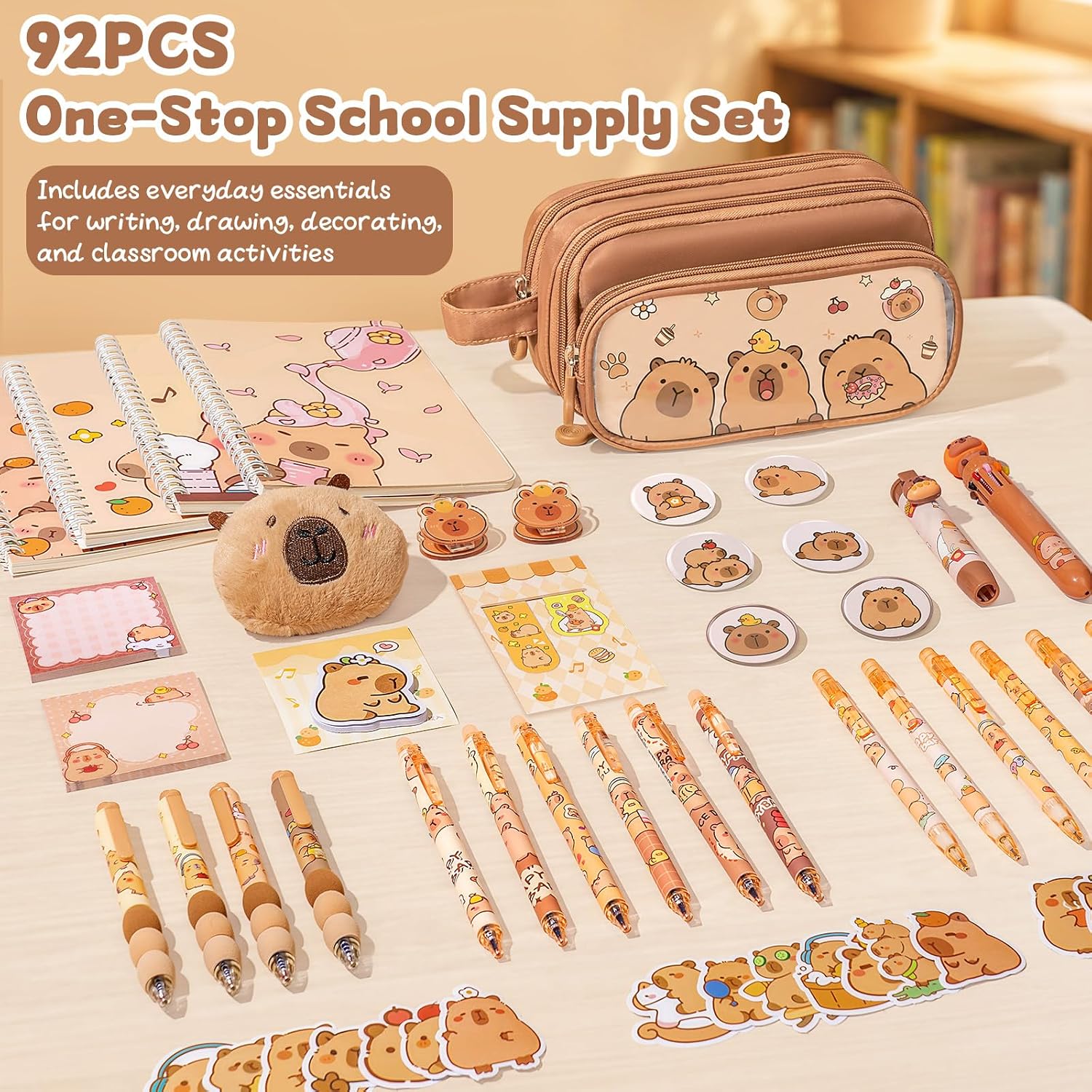 Brown Capybara 92-Piece Stationery Gift Set