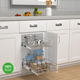 Jowboow Compact 2-Tier Metal Pull-Out Cabinet Shelves – Adjustable Slide-Out Organizer for Narrow Cabinets