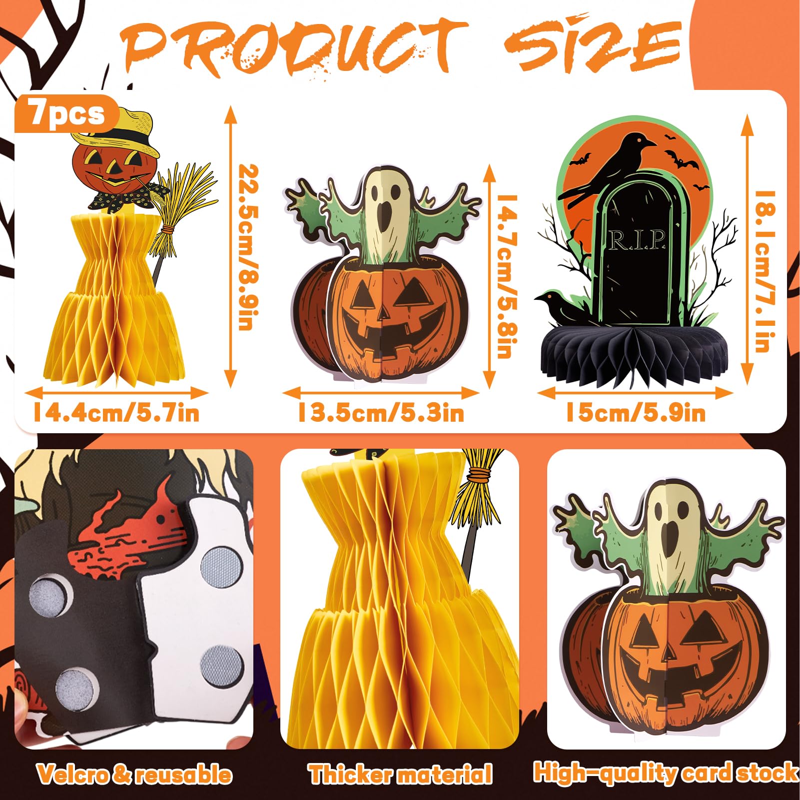 Halloween Table Centerpieces – Reusable Party Decorations for Kids & Adults with Fun Spooky Designs