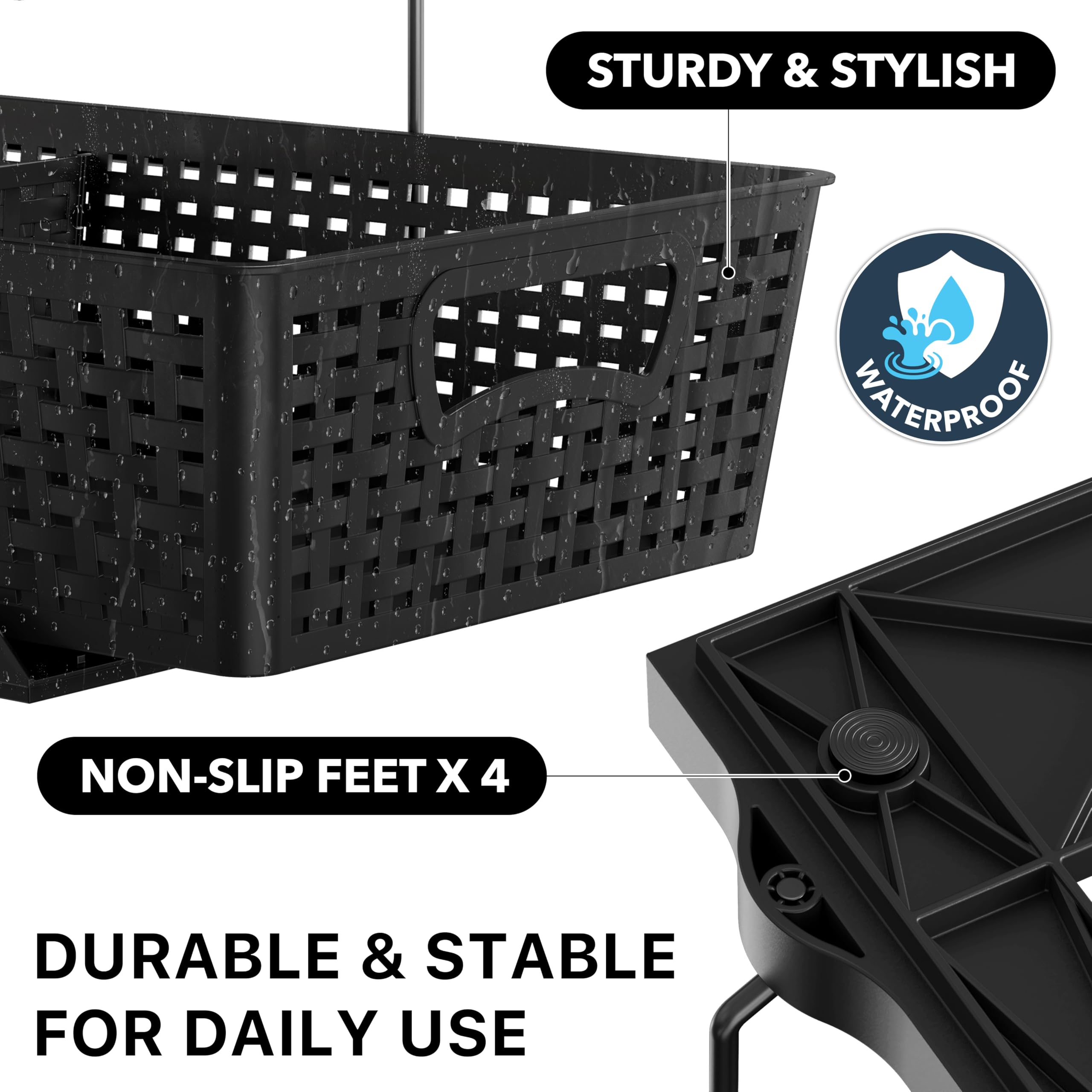 2-Tier Pull-Out Under Sink Organizer – Black Sliding Drawer Storage for Bathroom & Cabinets