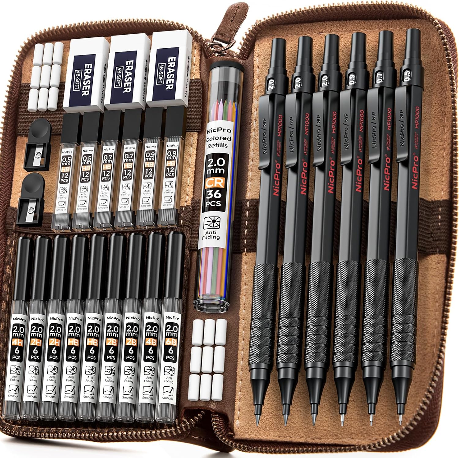 Silver 30-Piece Metal Mechanical Pencil Drafting Set