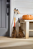 Boo Light Up Broom Decor – 33" LED Halloween Broomstick with “BOO” Canvas Tag & Black-White Striped Design