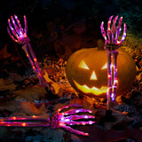 Purple & Orange Skeleton Arm Lights – Battery Powered Halloween Stakes with 8 Lighting Modes for Yard & Garden Décor