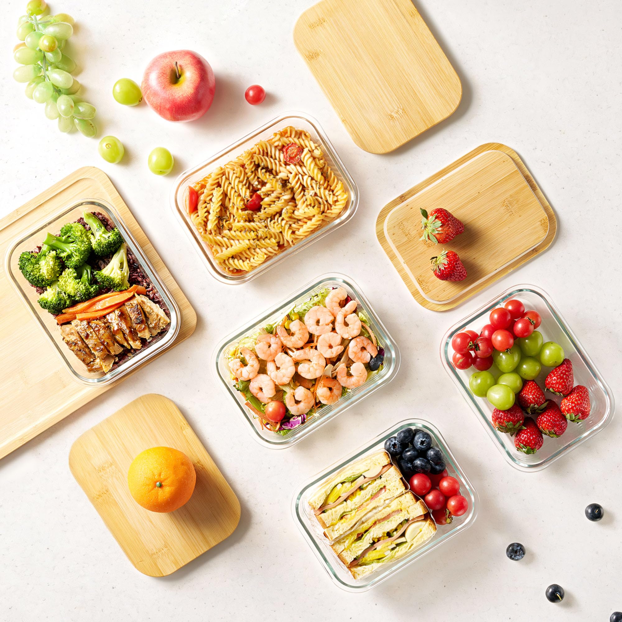 Eco-Friendly Glass Food Storage Containers with Bamboo Lids – BPA-Free Borosilicate Kitchen Storage Set