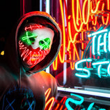 LED Light-Up Clown Mask 2024 – Red & Green Evil Smile Purge Mask with 3 Lighting Modes for Halloween & Parties
