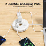 Compact Travel Power Strip with 3 Outlets & 3 USB Ports – Desktop Charging Station with 3ft Cord (White)