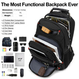 BOAVAN 15.6” Waterproof Laptop Backpack for Work & Travel with USB Port, RFID Pocket – Black