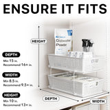 2-Tier Pull-Out Bathroom Organizer Tray – White Under-Sink Sliding Storage with Divider