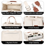ZHMO Canvas Tote Bag for Women – Large Laptop Work Tote with Compartments, Shoulder & Crossbody Carry (Beige)